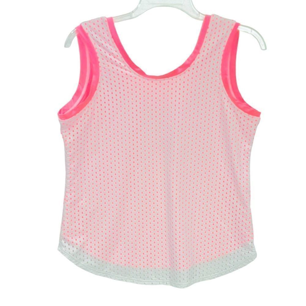 Tail Activewear Top Neon Coral  White Double Layer Tennis Size M NWOT